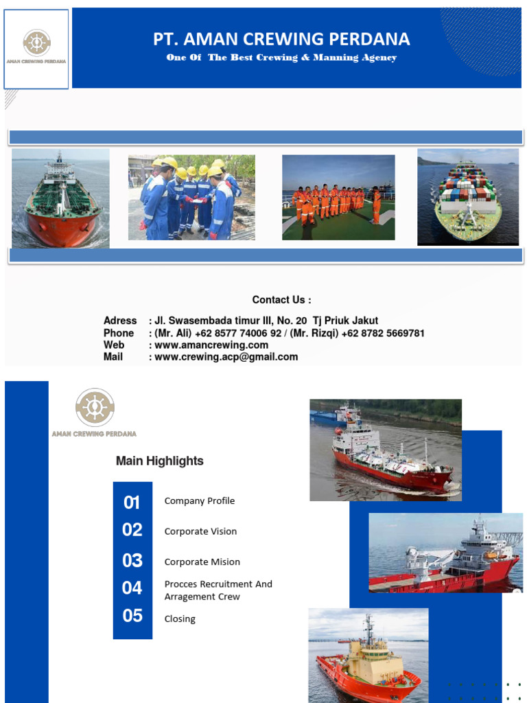 Company Profil Acp Crewing Agency Pdf Transport Freight Transport
