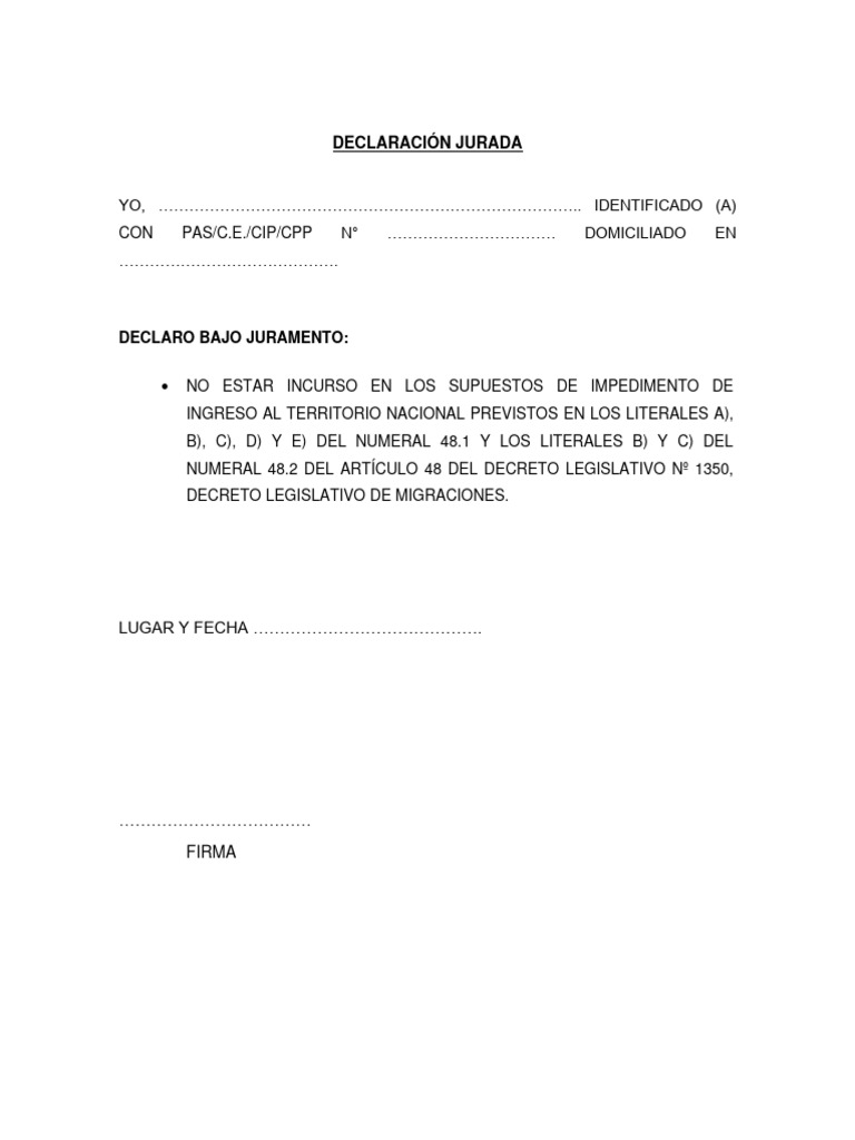 Declaración Jurada de Ingreso Nacional | PDF | Finanzas y dinero | Derecho