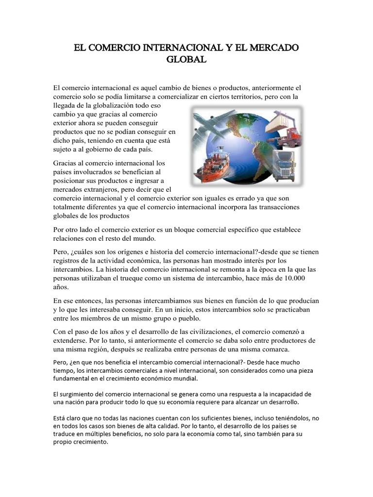 Beneficios del Comercio Internacional | PDF | El comercio internacional ...