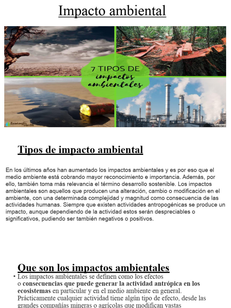 Tipos y efectos del impacto ambiental | PDF | Entorno natural ...