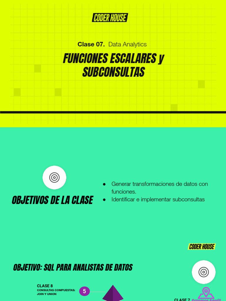 Funciones escalares y SubConsultas CODERHOUSE | Descargar gratis PDF ...