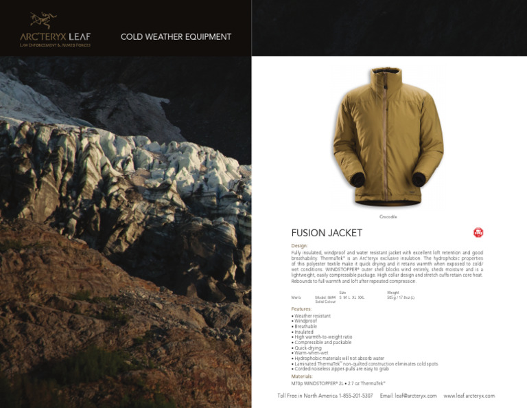 Arcteryx Leaf Fusion Jacket Fact Sheet | PDF