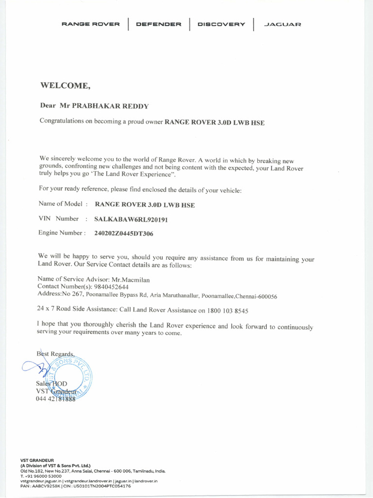 Range Rover 3.0D LWB HSE Invoice Details | PDF | Fee | Invoice
