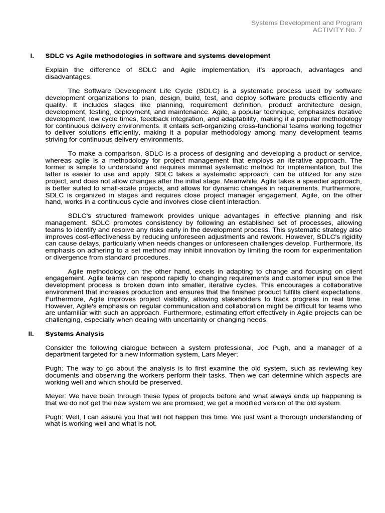 Activity 7 - Systems Development and Program | PDF | Software ...