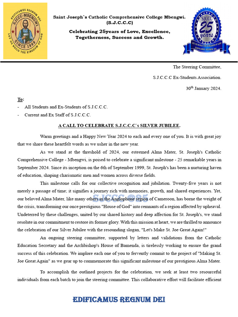 SJCCC @25 (Call Letter) | PDF | Religion & Spirituality