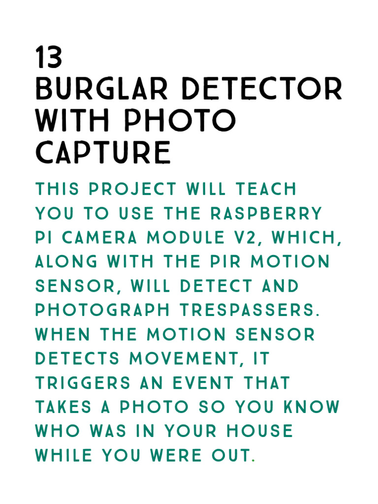 20EasyRPiProjects ch13 Sample | PDF | Camera | Security Alarm