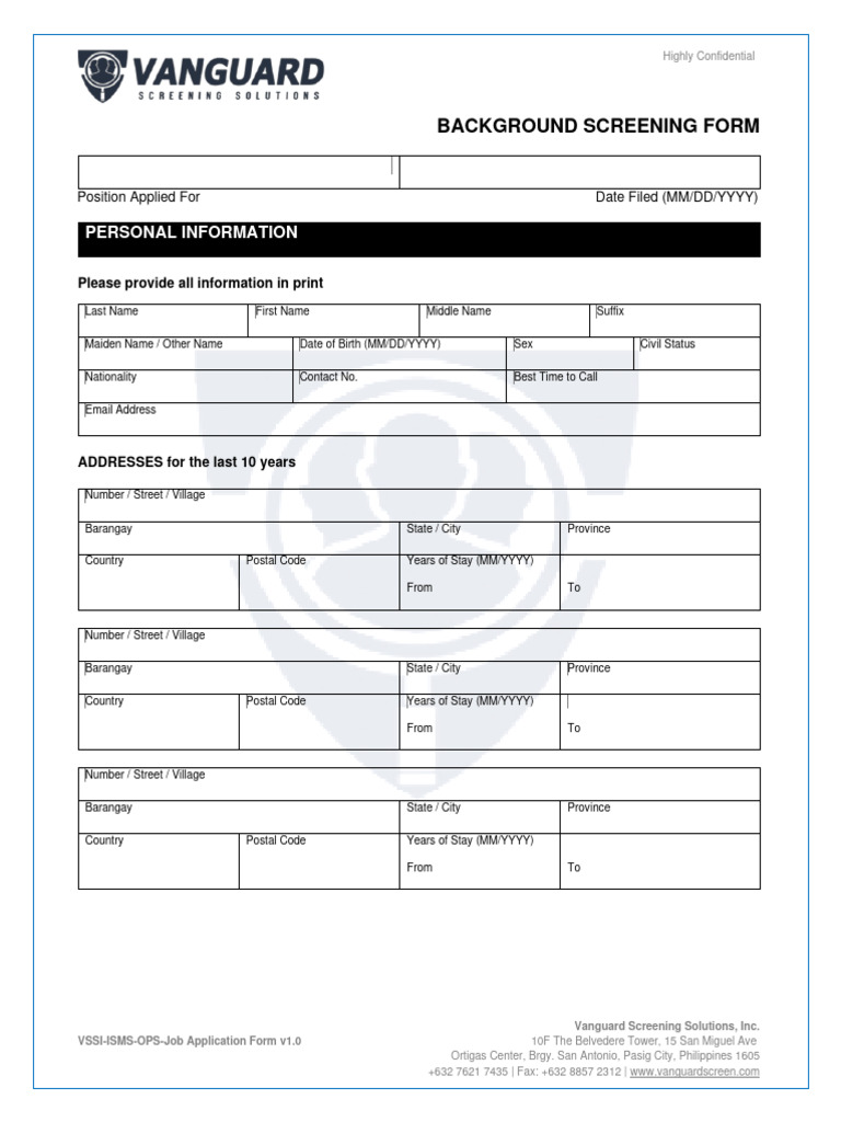 Vanguard Job Application Form | PDF | Educational Stages