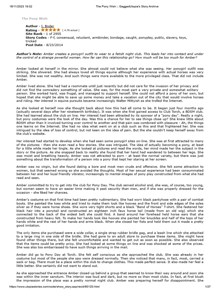 The Pony Wish Gaggedutopia S Story Archive Pdf