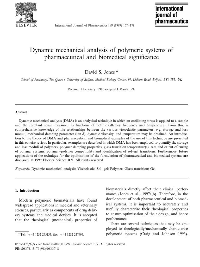 Dynamic Mechanical Analysis of Polymeric Systems of Pharmaceutical and ...