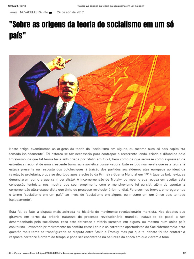 Origens da Teoria do Socialismo Nacional | PDF | Socialismo | Leon Trotsky
