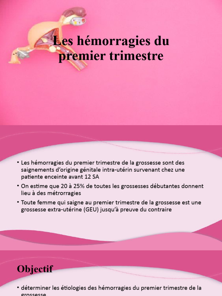 Hémorragies du 1er trimestre de grossesse PDF Reproduction humaine — free download