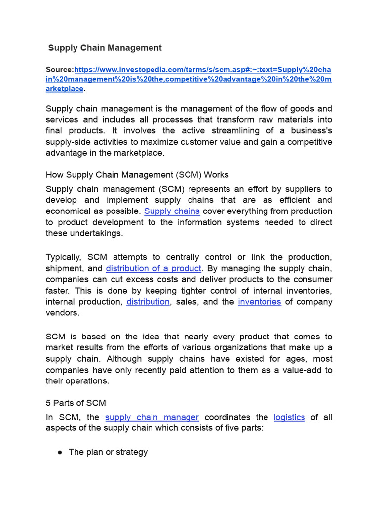 Supply Chain Management 2 | PDF | Supply Chain Management | Supply Chain