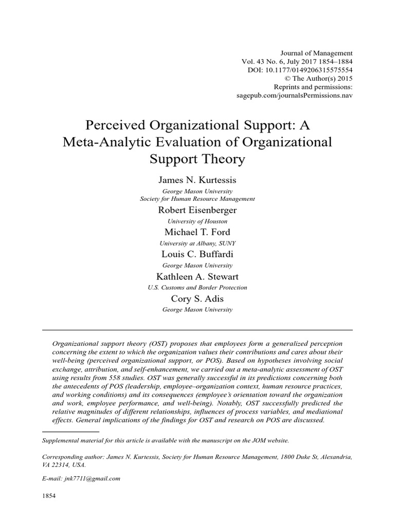 Meta-Analysis of Perceived Organizational Support | PDF | Effect Size ...