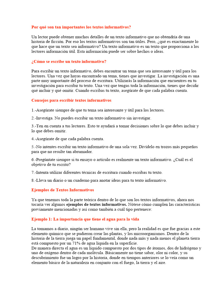 Por Qué Son Tan Importantes Los Textos Informativos | PDF | Organismos ...