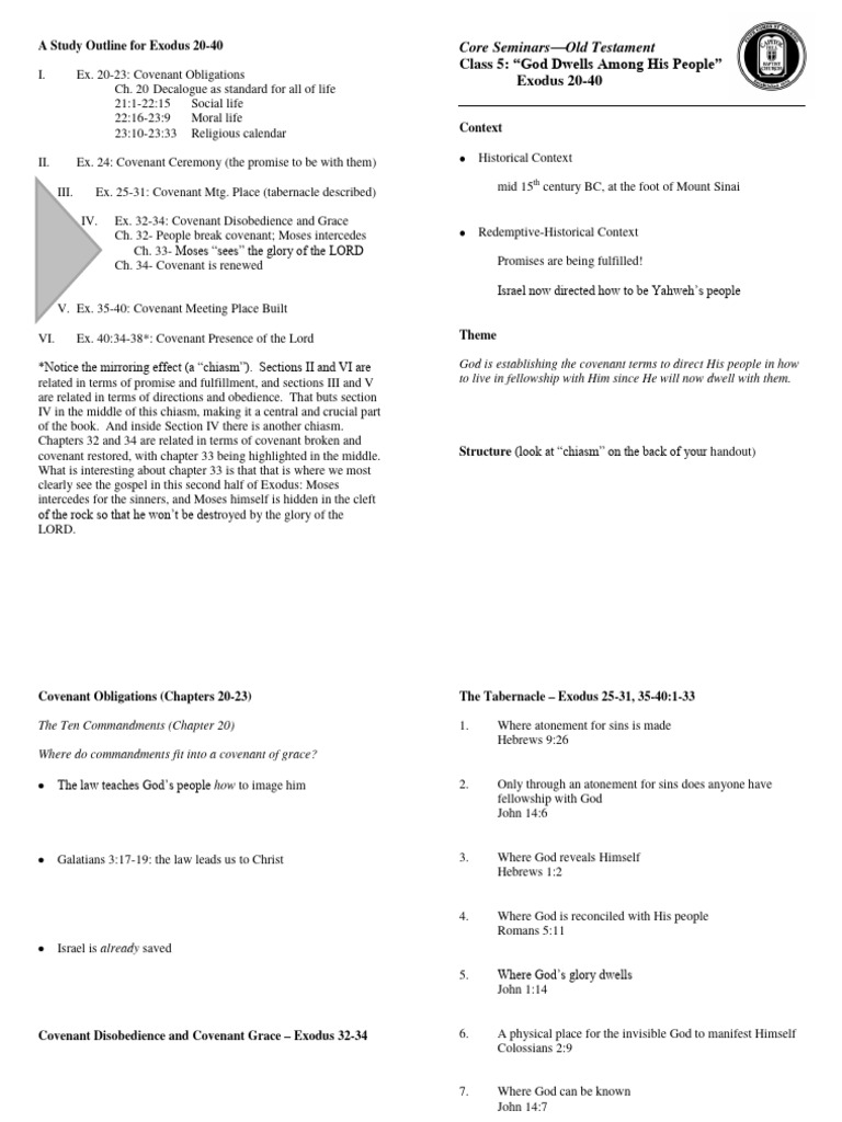 Ot 05 Exodus20 40 Handout Pdf Book Of Exodus Covenant Theology