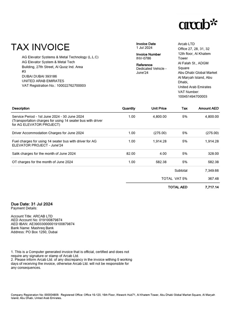 Invoice INV-0786 | PDF | Invoice | United Arab Emirates