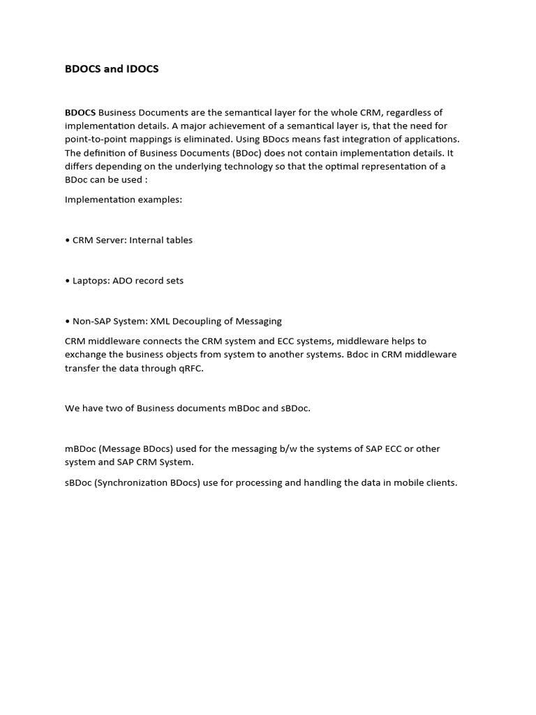 Understanding BDOC and IDOC in CRM | PDF | Electronic Data Interchange ...