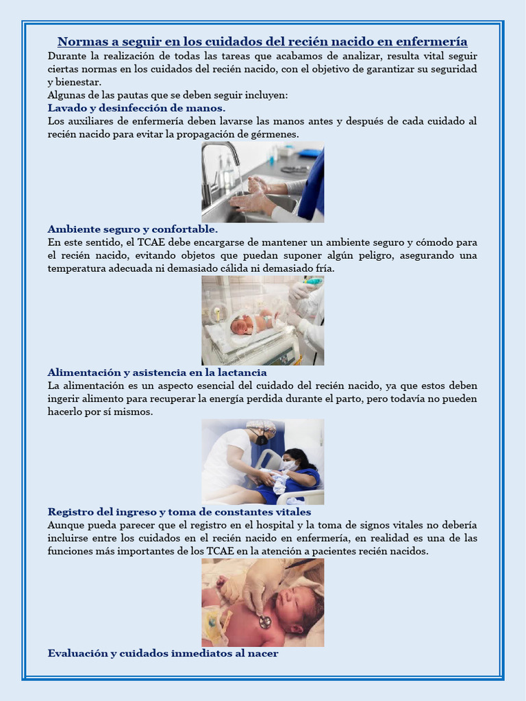 Normas A Seguir en Los Cuidados Del Recién Nacido en Enfermería | PDF ...