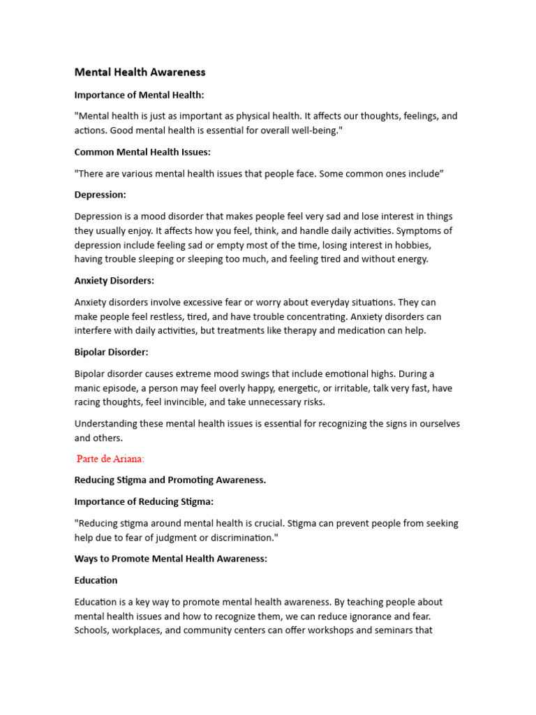 Mental Health Awareness and Support | PDF | Mental Health | Mental Disorder