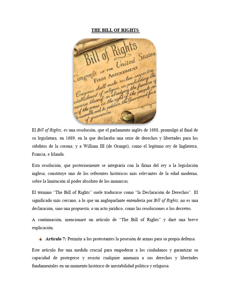 Importancia del Bill of Rights en 1689 | PDF | Viajes y turismo | Derecho