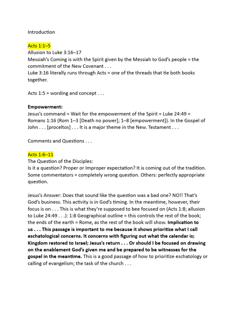 Entire Notes of Acts | PDF | Jesus | Acts Of The Apostles