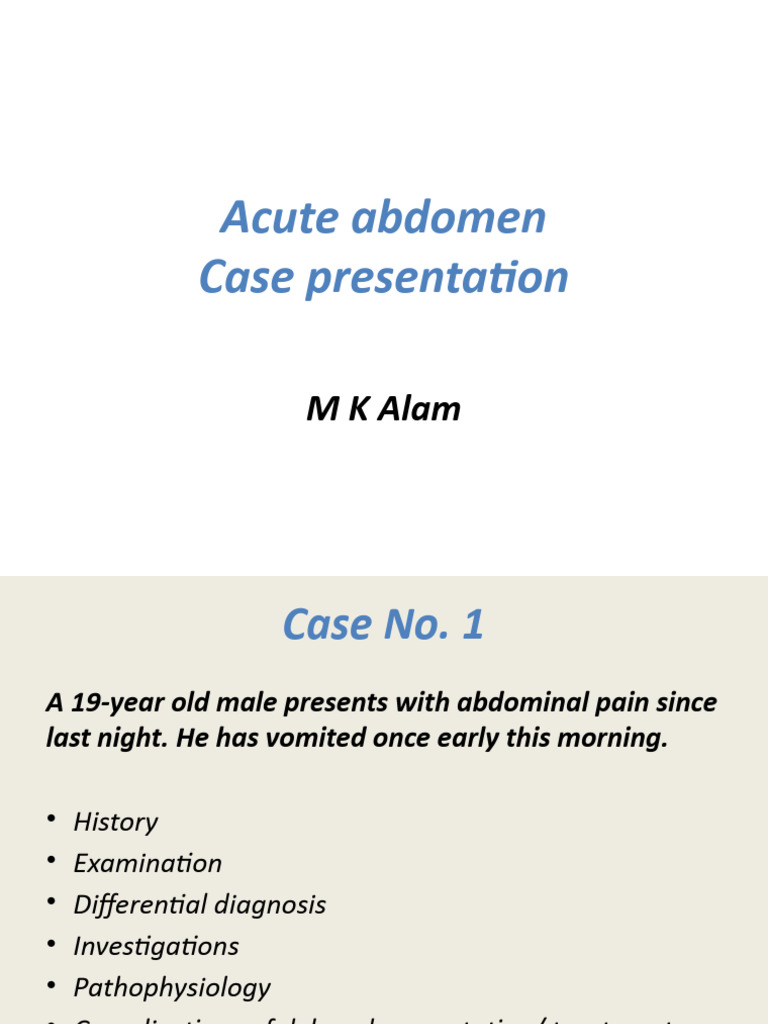 Acute Abdomen Case Presentation | PDF | Causes Of Death | Medicine