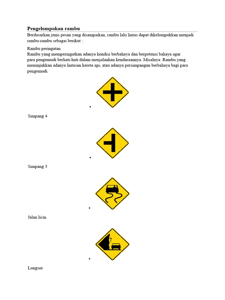 Jenis dan Fungsi Rambu Lalu Lintas | PDF
