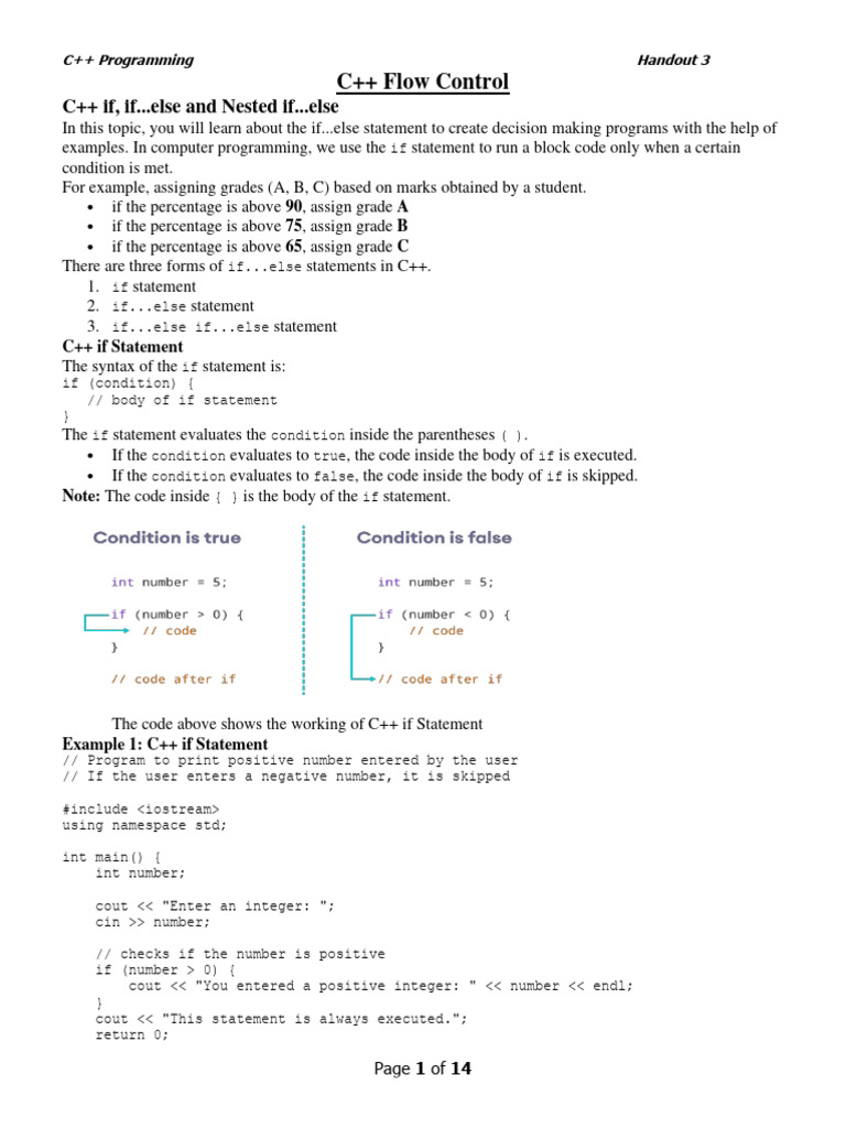3 C++ Flow Control - Handout 3 PDF | PDF | Control Flow | C++