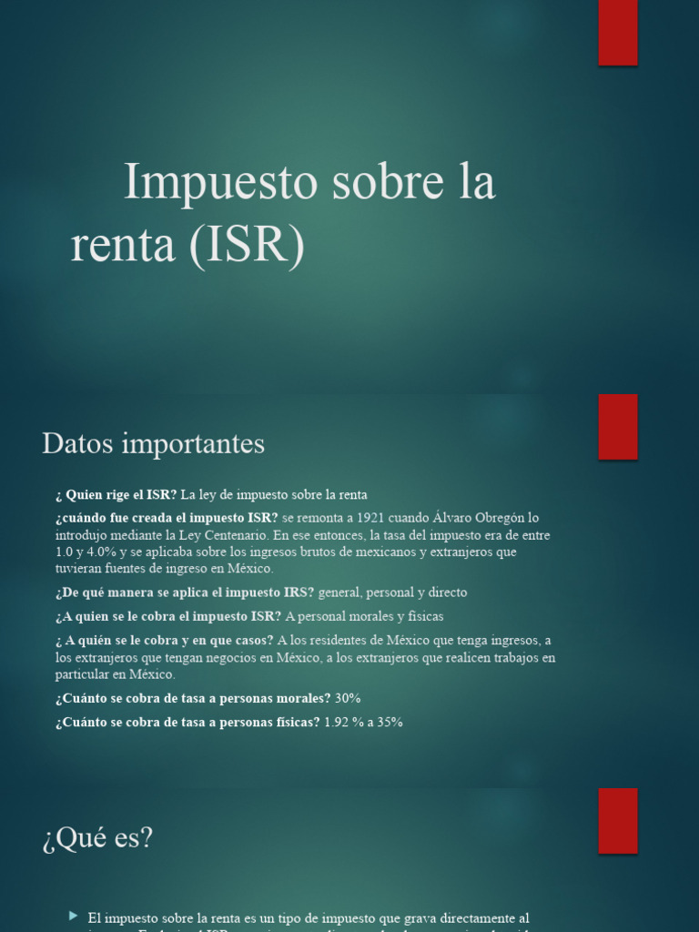 Impuesto Sobre La Renta (ISR) | PDF | Impuesto sobre la renta | Impuestos