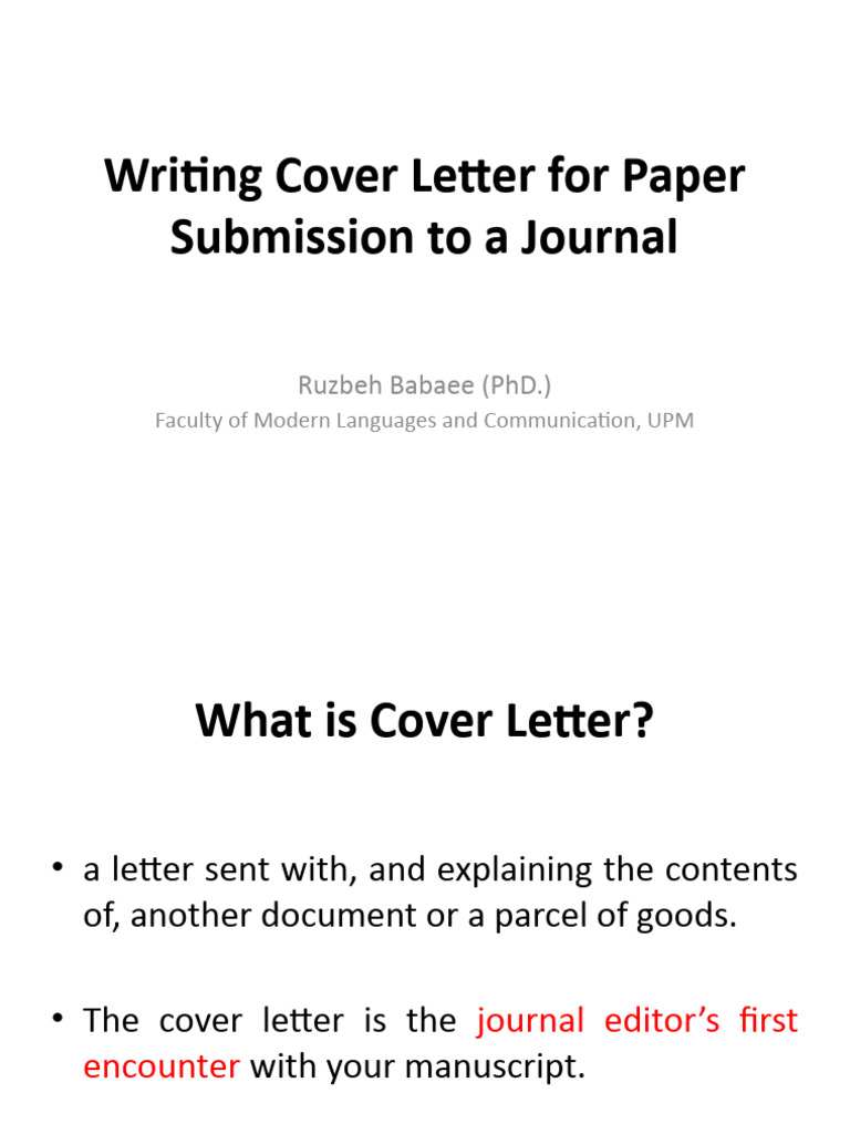 Cover Letter Guide for Journal Submission | PDF