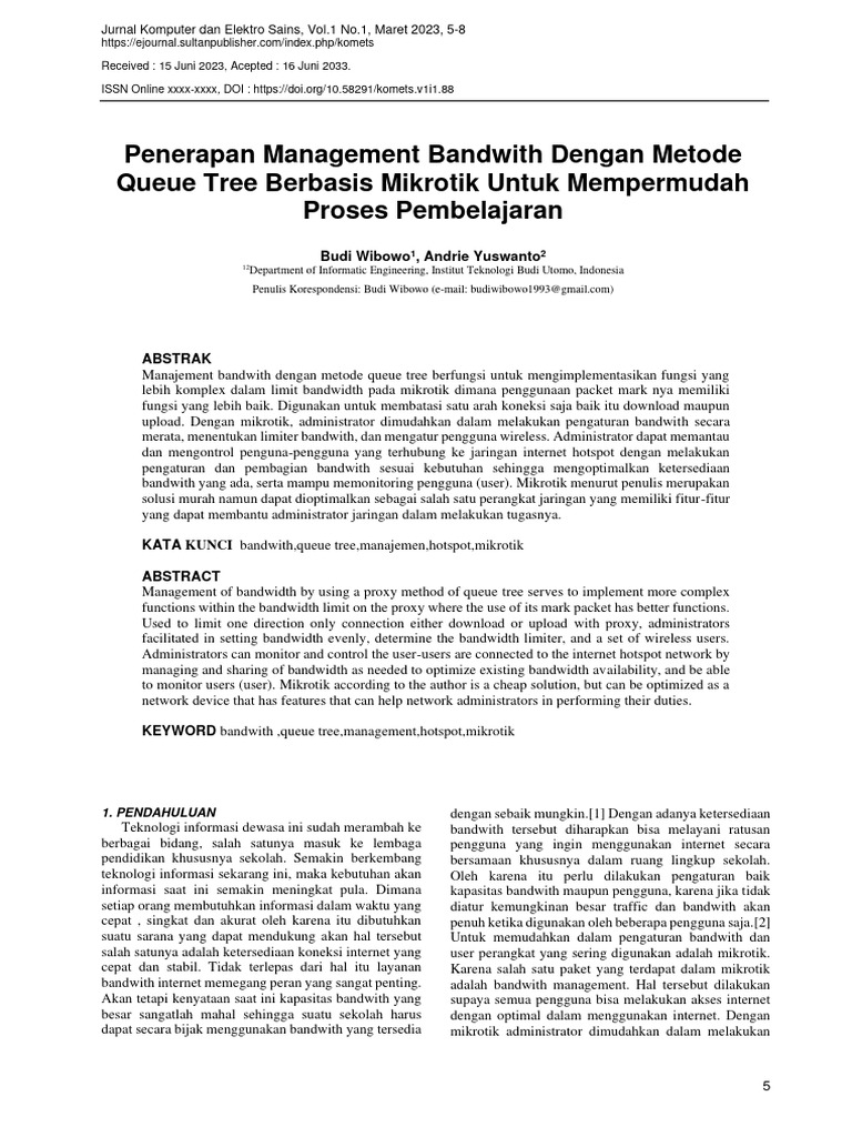 Manajemen Bandwidth Mikrotik dengan Queue Tree | PDF | Teknologi & Rekayasa