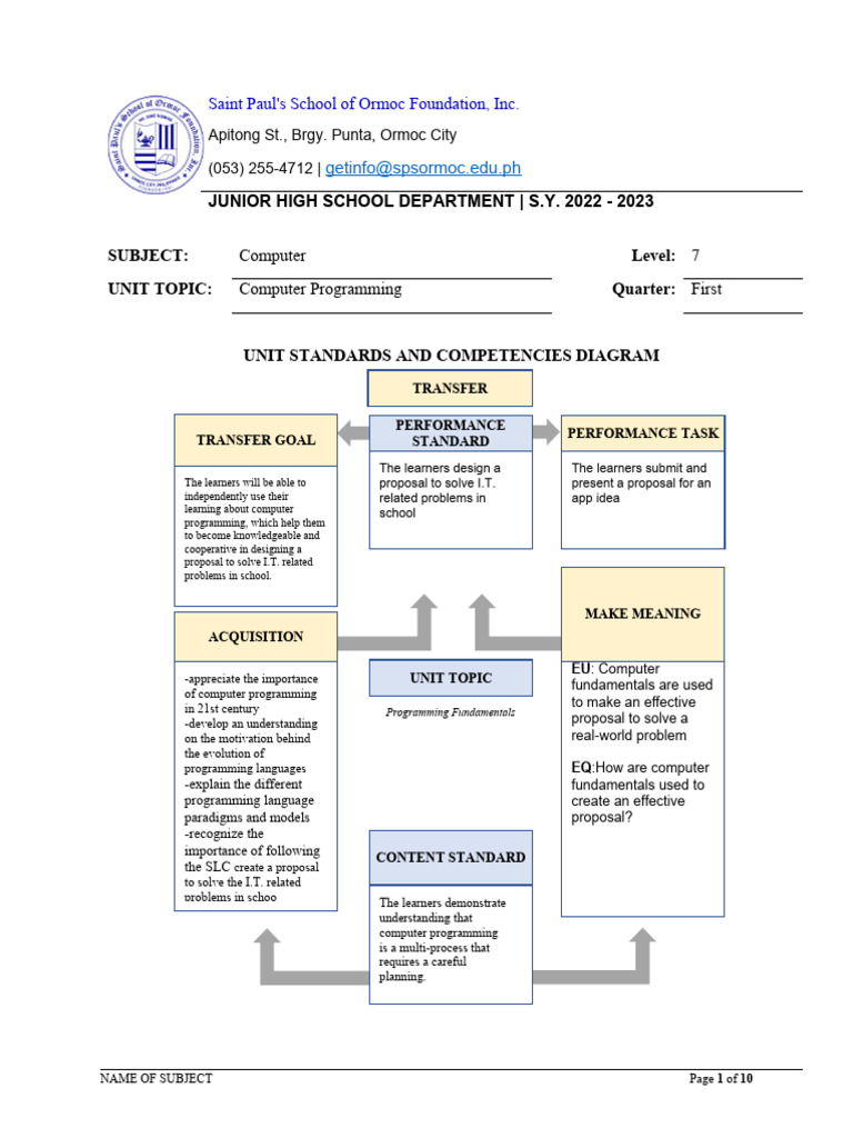 Computer Programming Curriculum Overview | PDF | Computer Programming ...