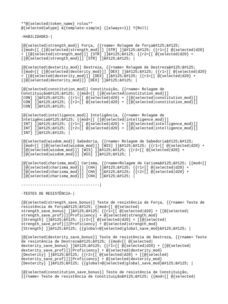 Macro para atributos testes de resist ncias e per cias pdf