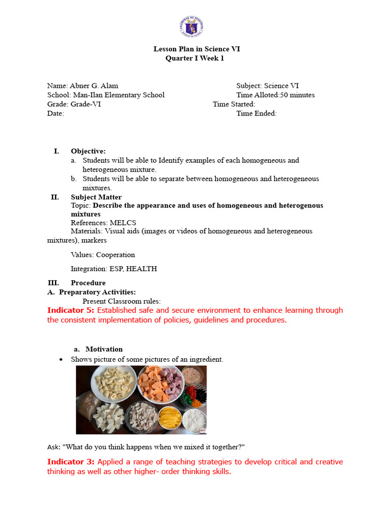 Homogeneous vs Heterogeneous Mixtures Lesson | PDF | Mixture ...