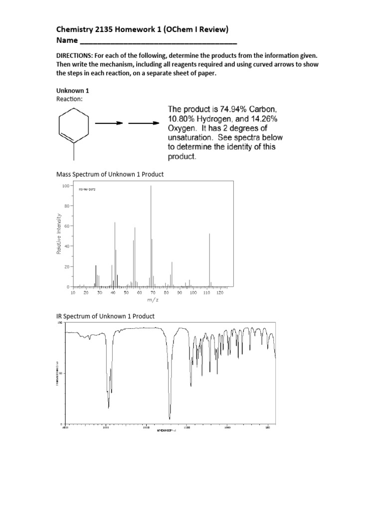 Chem 2135 Homework 1 OChem I Review | PDF | Proton Nuclear Magnetic ...