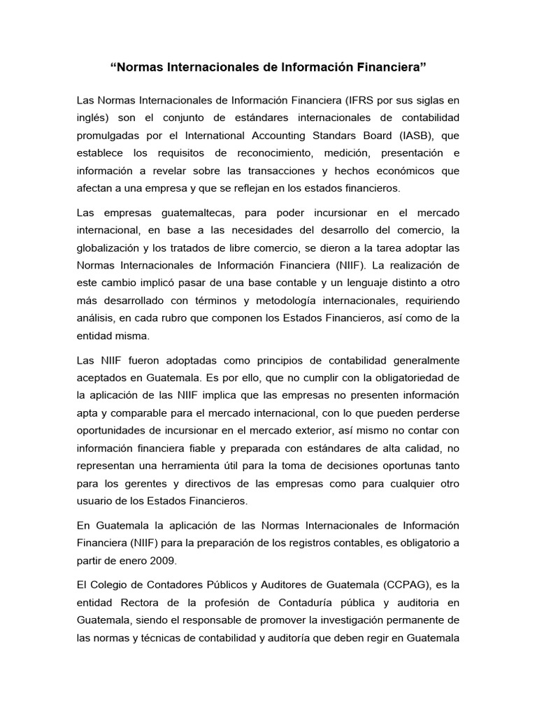 Normas Internacionales de Información Financiera | PDF | normas ...