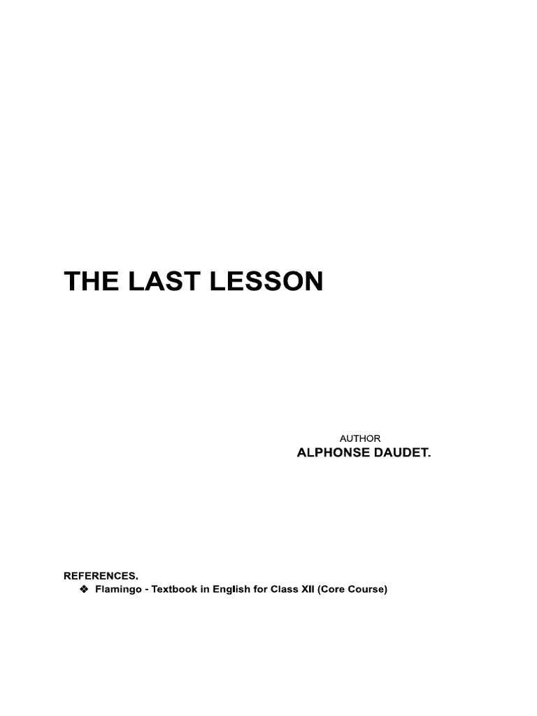 Ncert Class 12 English Pros The Last Lesson Pdf
