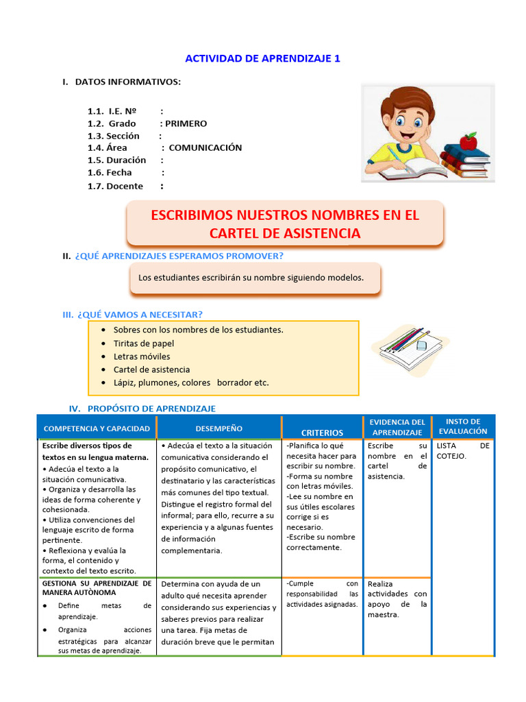 Propósito del cartel de asistencia | PDF | Evaluación | Aprendizaje