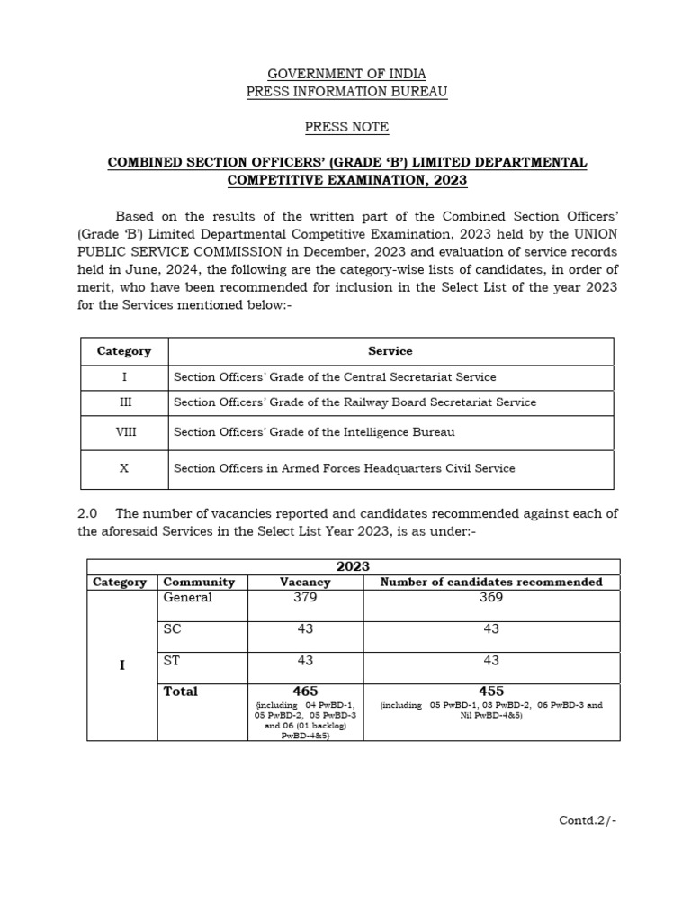 SO LDCE 2023 FR Eng 01072024 | PDF | Government Of India | Public ...
