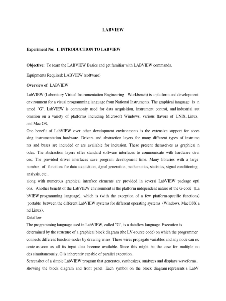EE201 Labview | PDF | Software Engineering | Computing