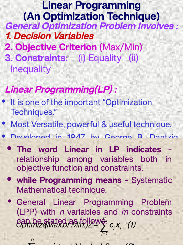 LP - I Lecture | PDF | Linear Programming | Mathematical Optimization
