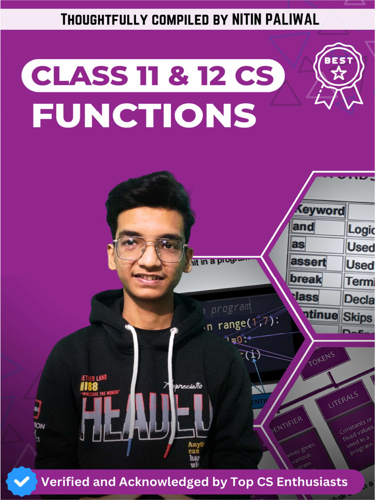 Class 11 Functions in Python Notes | PDF | Parameter (Computer ...