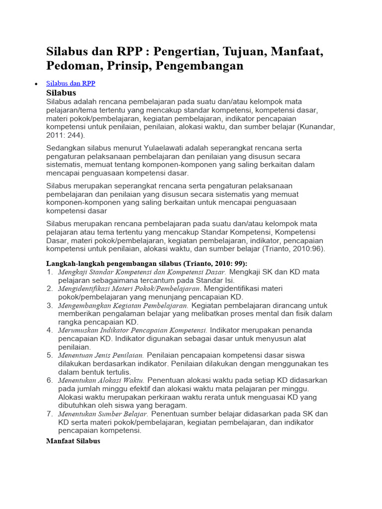 Silabus dan RPP: Definisi dan Manfaat | PDF