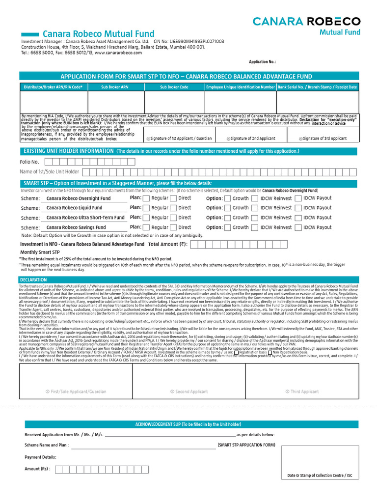 CR Baf Smart STP To Nfo App Form v14 Editable | PDF | Mutual Funds ...