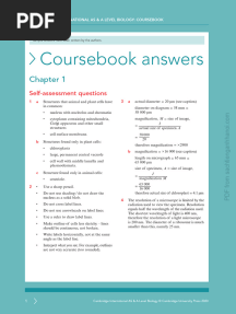 Cambridge AS and A Level Biology Coursebook - Answers