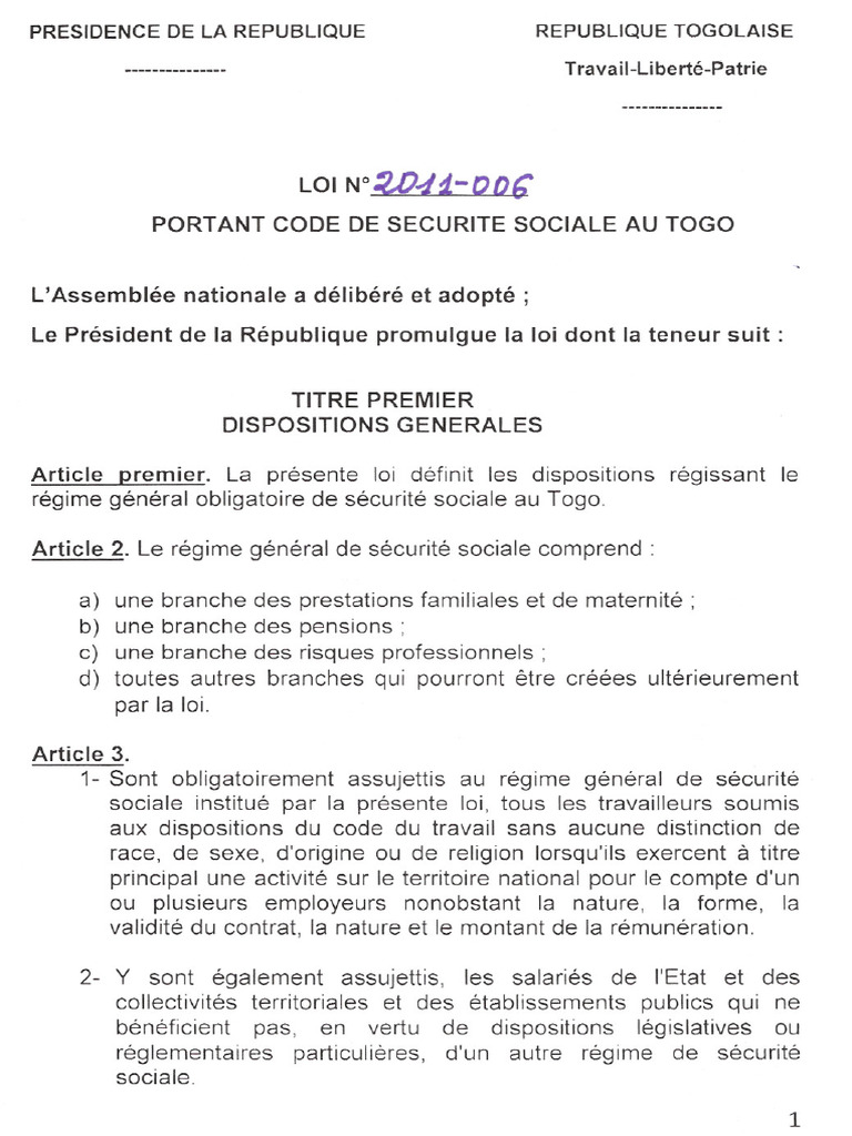 CNSS Code Securite Sociale 21 Fev 2011 | PDF