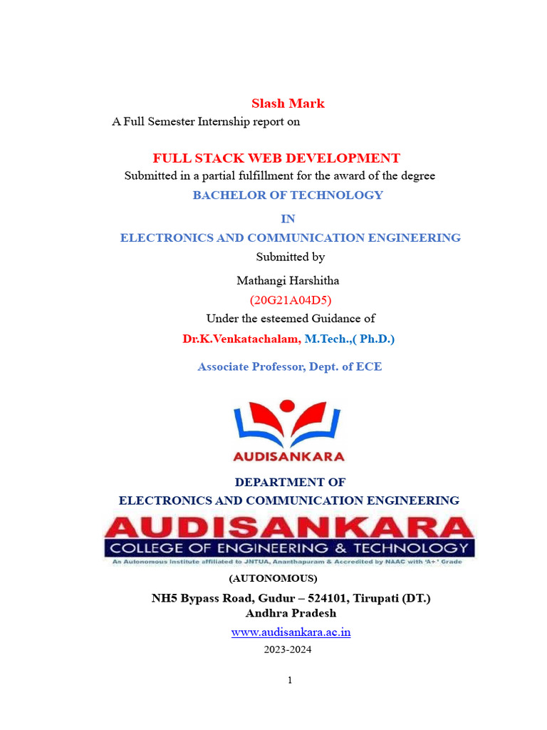 ECE Full Stack Internship Report | PDF | Java Script | Dynamic Web Page