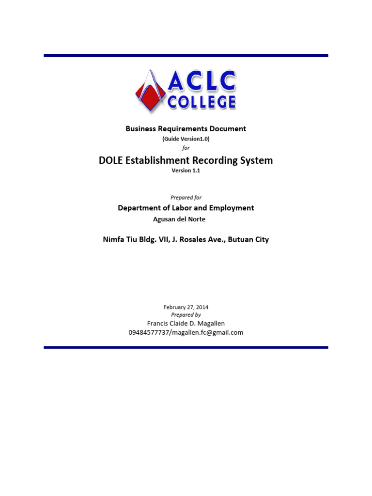 Business Requirements for DOLE System | PDF | Use Case | User (Computing)