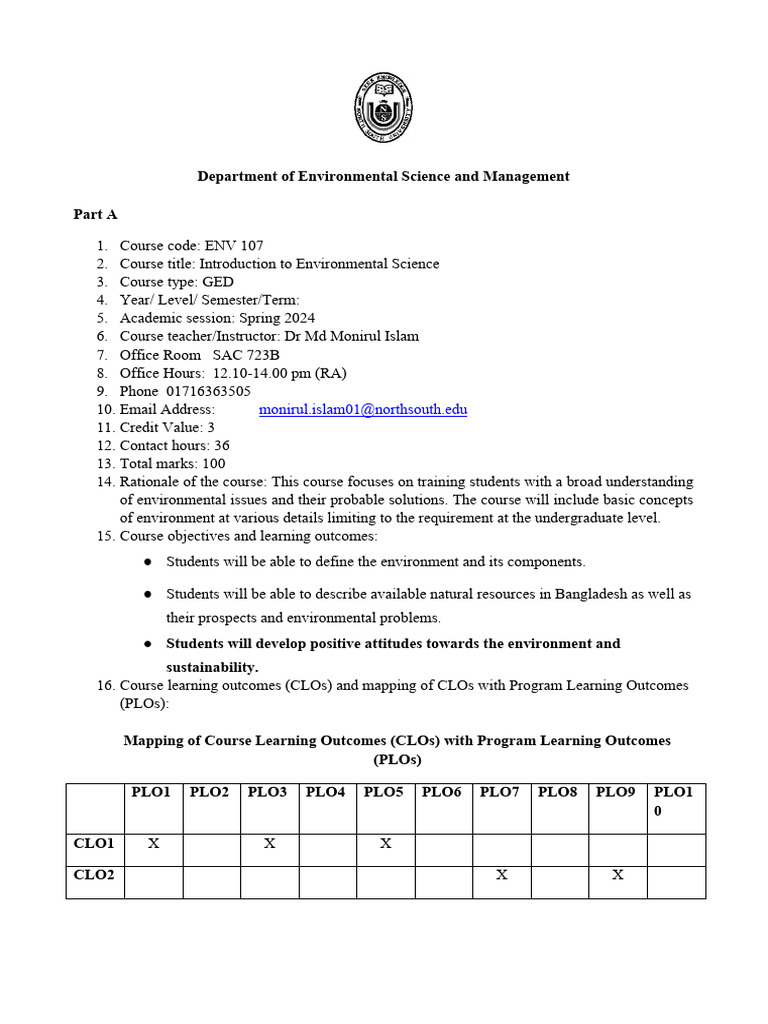 Introduction to Environmental Science Course | PDF | Sustainability ...