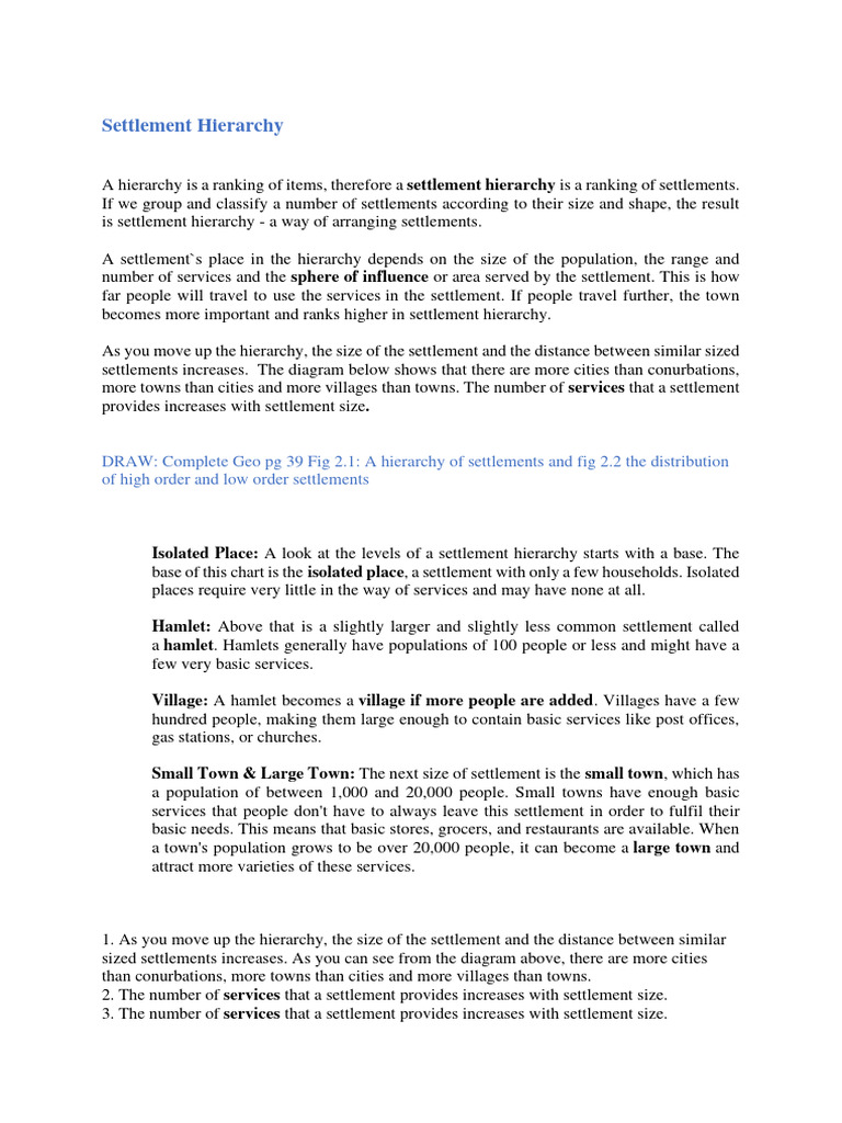 Settlement Notes Pt 5 Hierarchy Pdf Village Hierarchy